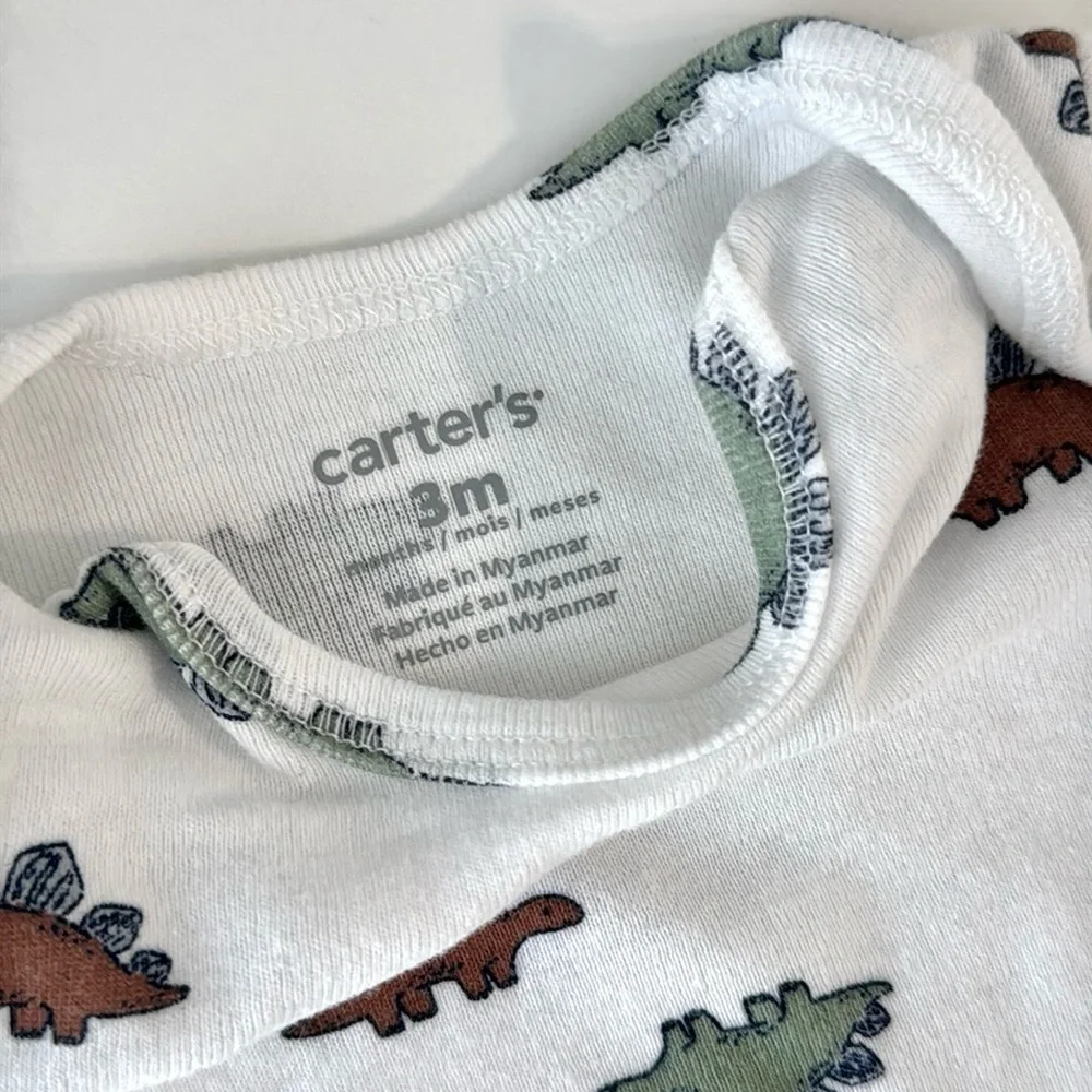 3/$15 🌸 Carter’s Baby Boy Dinosaur Onesie Short Sleeve White Bodysuit